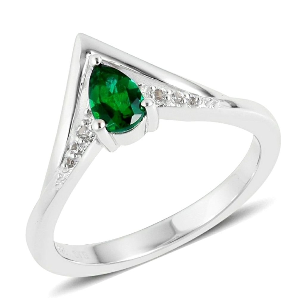Lab Grown Emerald Chevron Ring size 6.75 .30 ctw